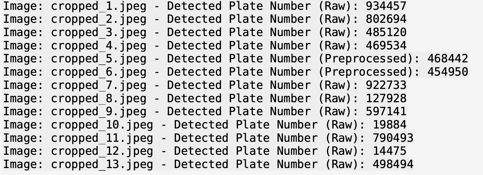 OCR matching results log