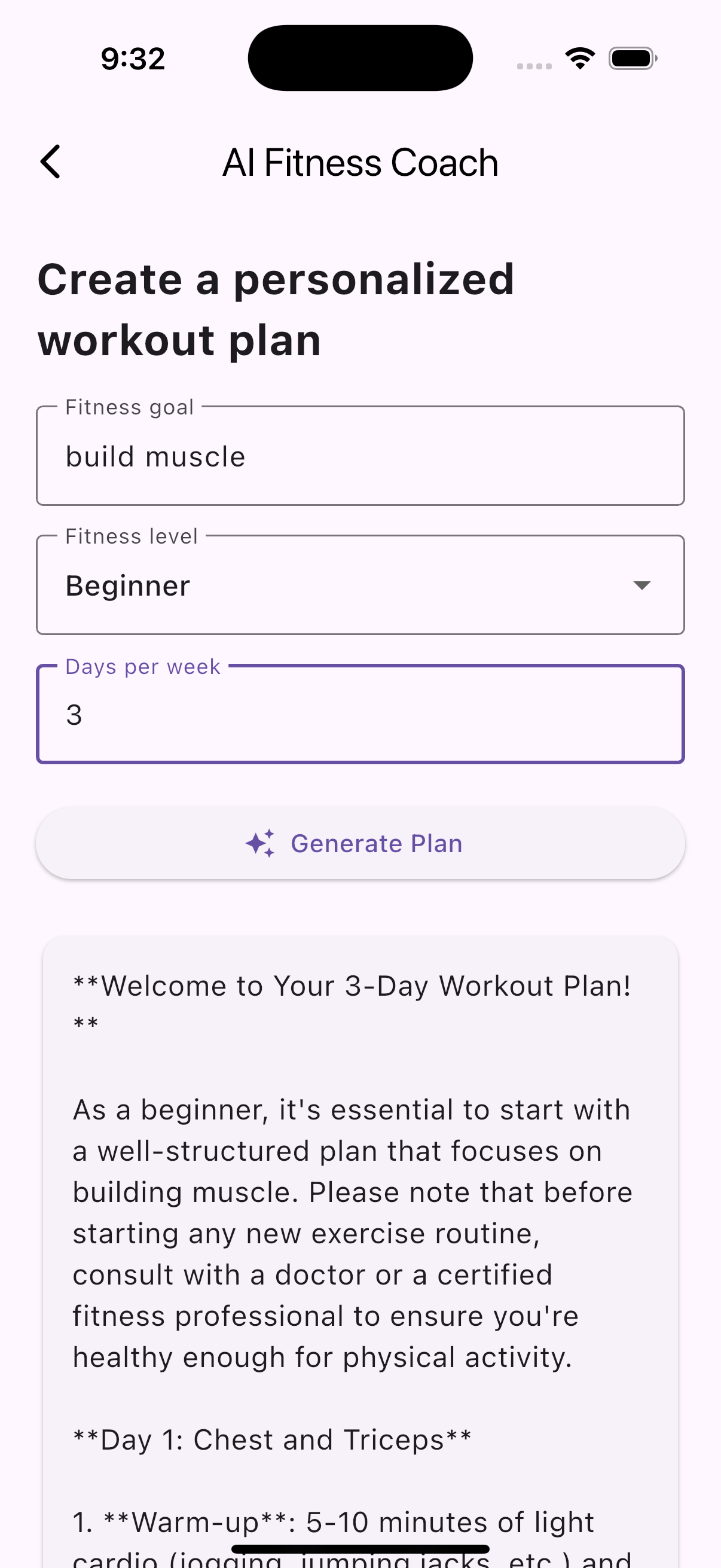 AI Coach page