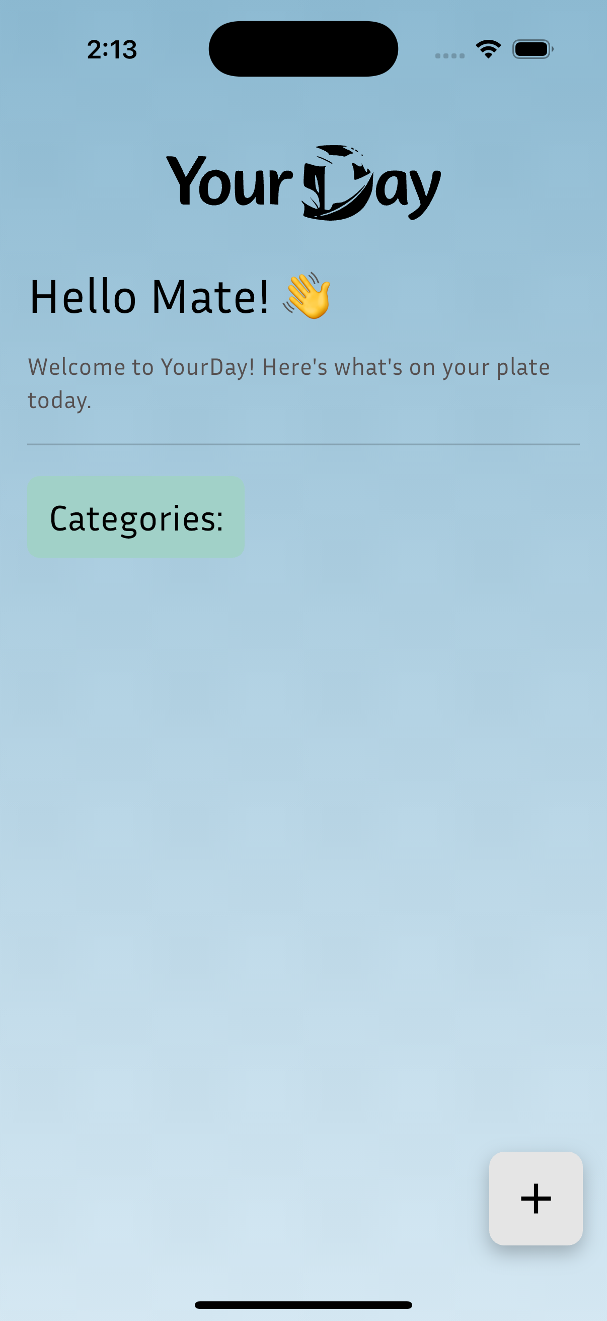 Your Day home screen