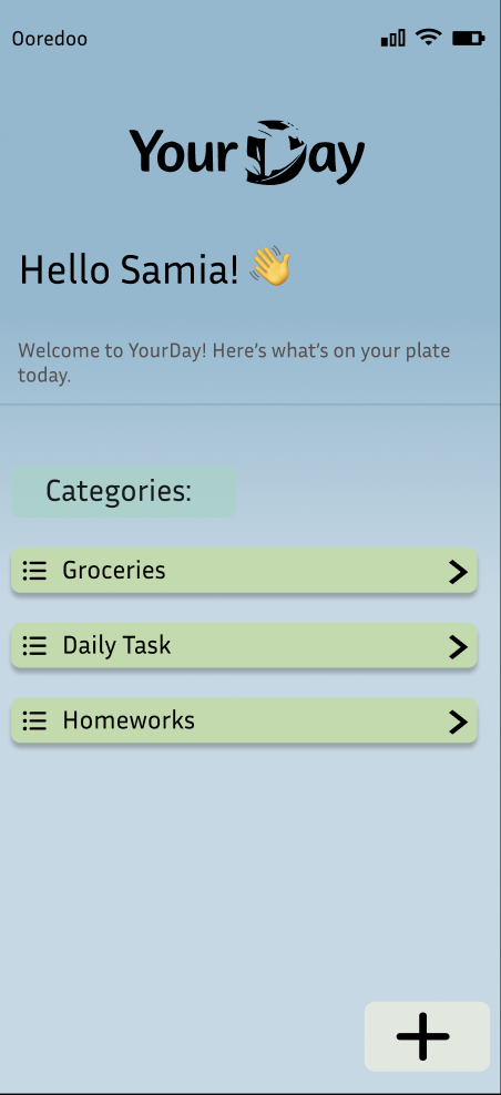 YourDay screen 1